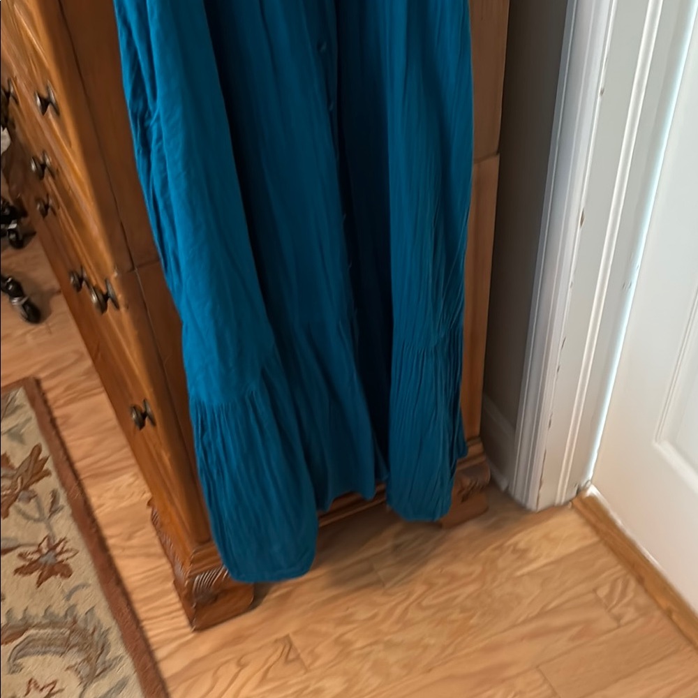 Teal blue cotton Sleeveless long Dress size XXXL - Picture 5 of 8